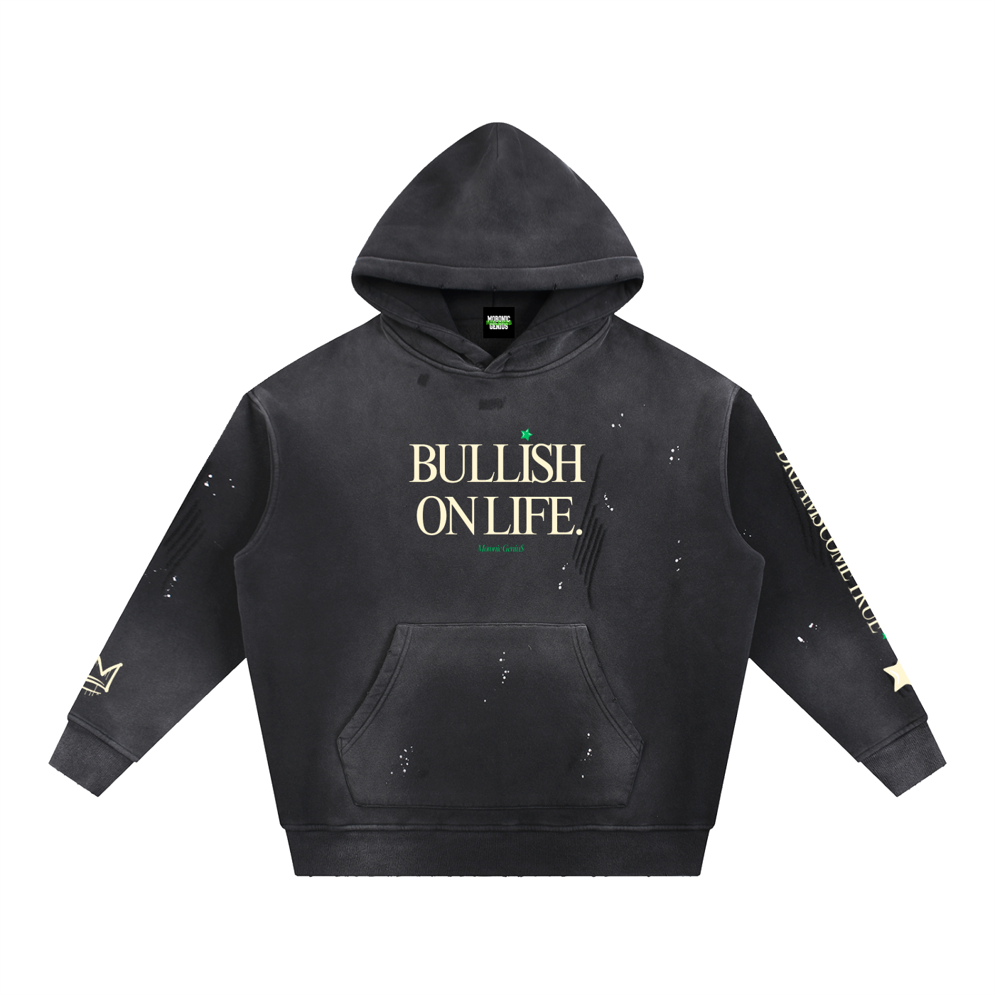 Bullish on Life — Vintage Washed Frayed Hoodie