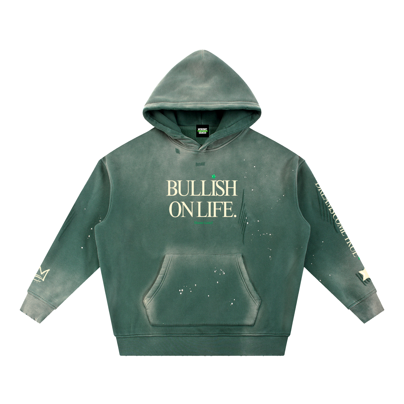 Bullish on Life — Vintage Washed Frayed Hoodie