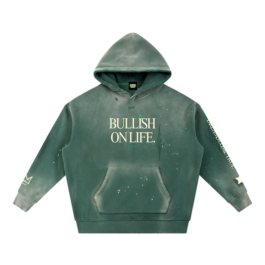 Bullish on Life — Vintage Washed Frayed Hoodie
