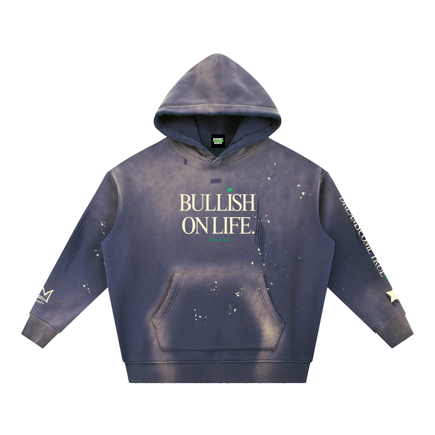 Bullish on Life — Vintage Washed Frayed Hoodie